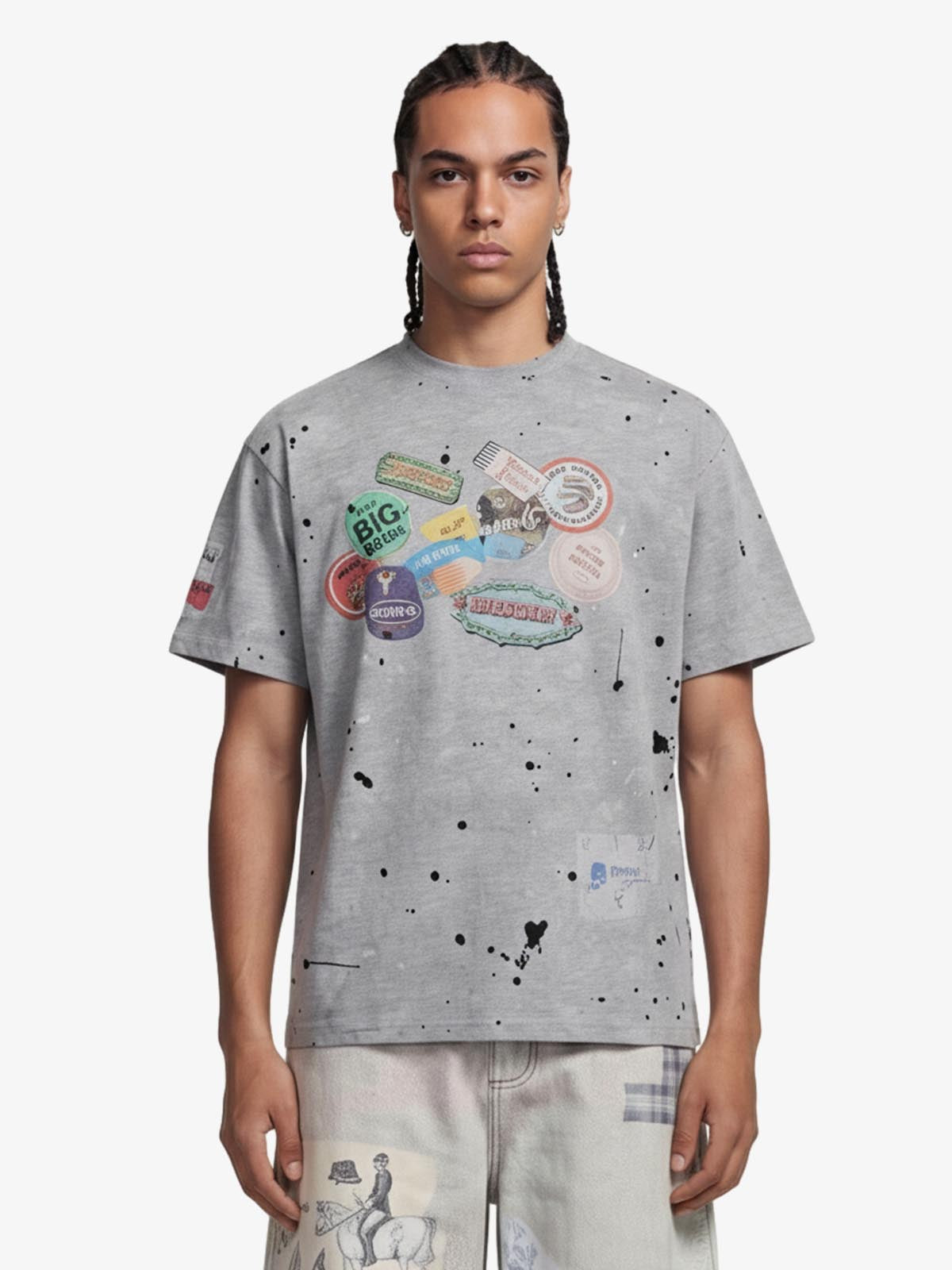 Retro Ink Splash T Shirt