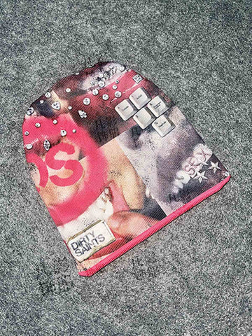 Patchwork Graphic Knit Beanie
