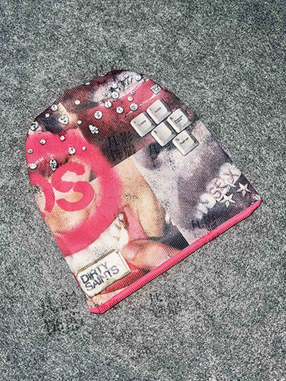 Patchwork Graphic Knit Beanie