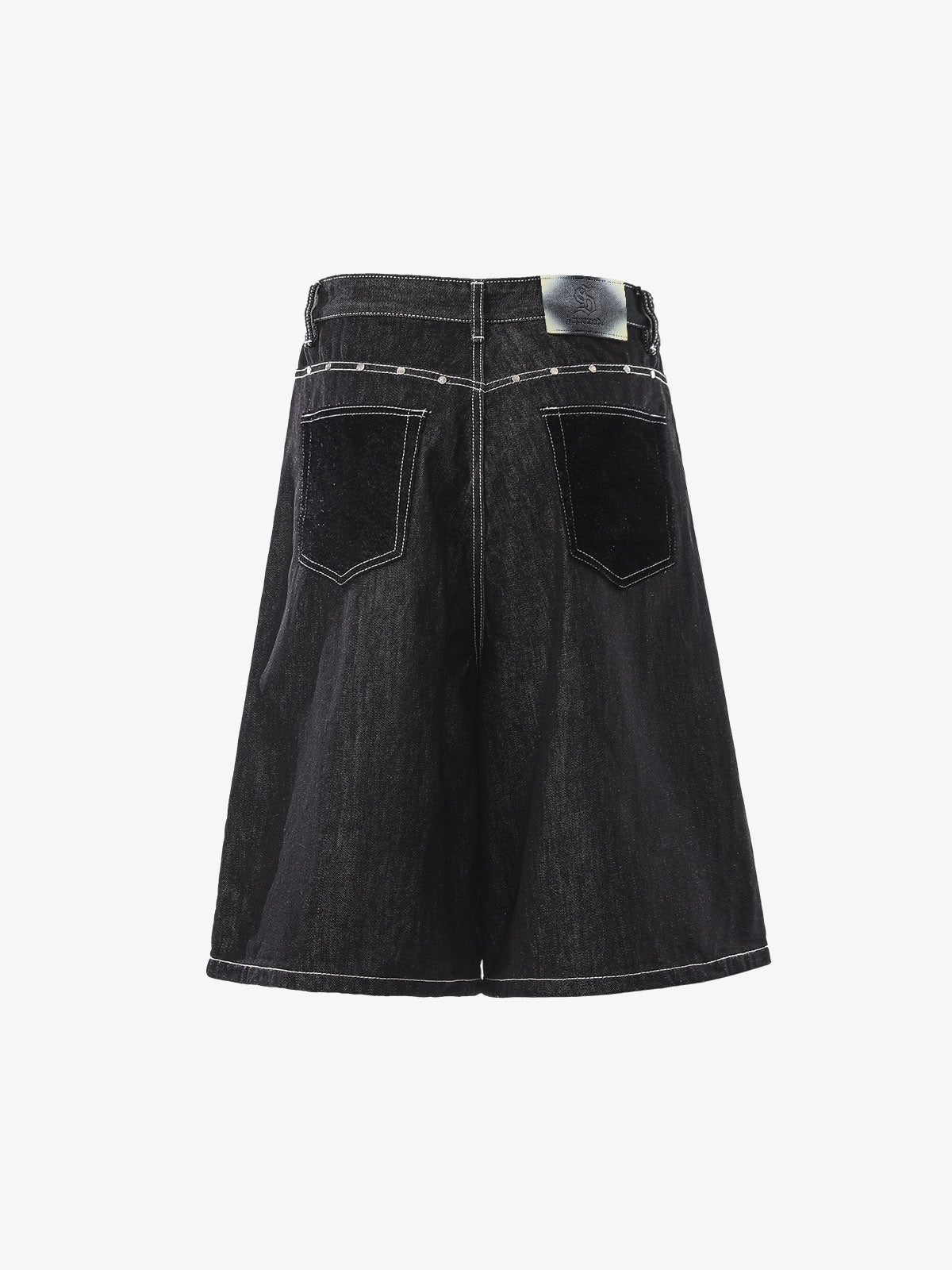 Vintage Contrast Stitch Wide Leg Denim Jorts 