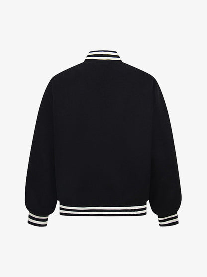 Stylish Black Bomber Jacket with Unique Leather Patch Design for Men 