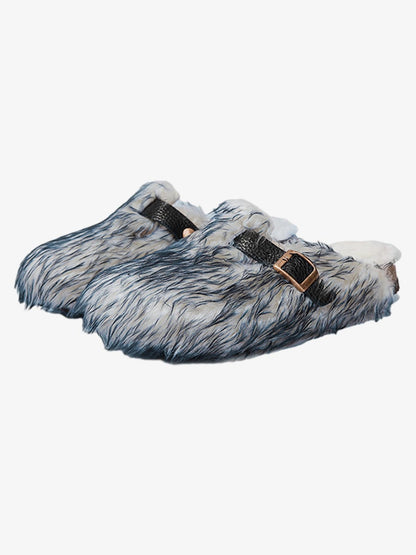 Warm Faux Fur Footbed Buckle Clogs