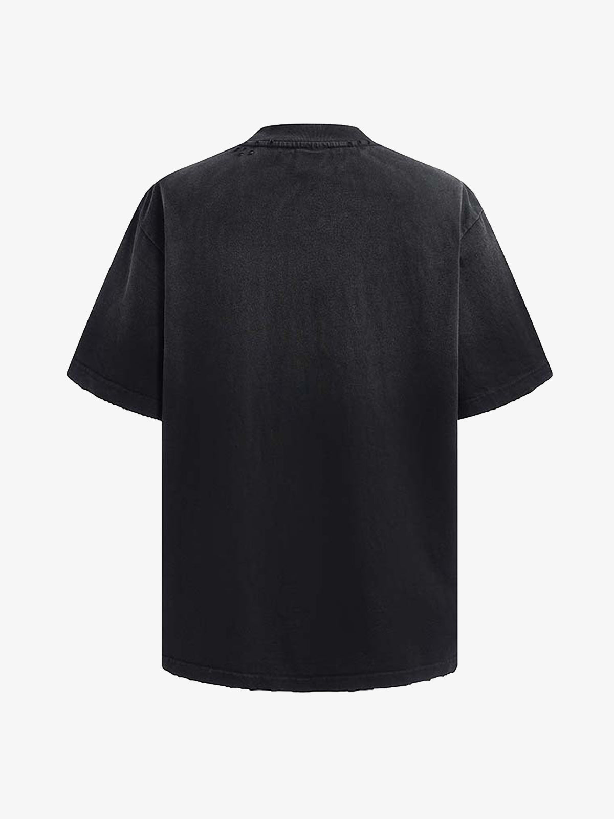 thesupermade-Unisex Loose Distressed Digital Wash Retro Street Print Short-Sleeve T-Shirt 