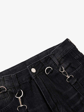 Multi-Strap Low Rise Bootcut Jeans
