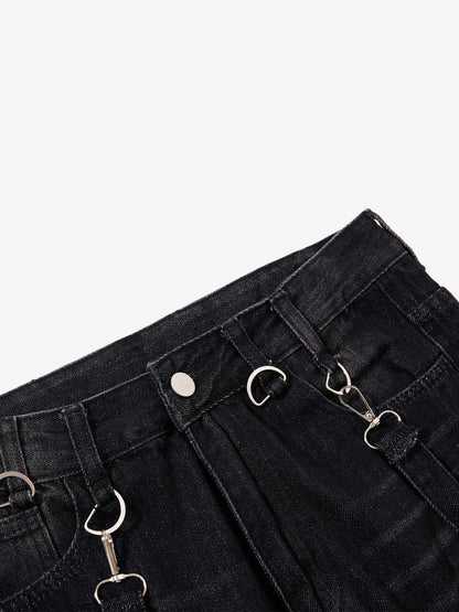 Multi-Strap Low Rise Bootcut Jeans