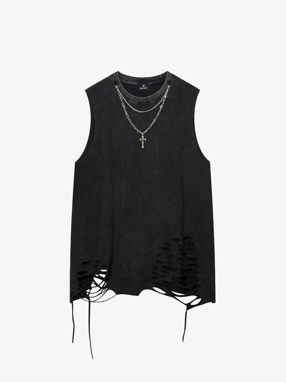 Street Ripped Vest with Detachable Necklace 