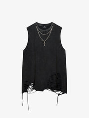 Street Ripped Vest with Detachable Necklace 