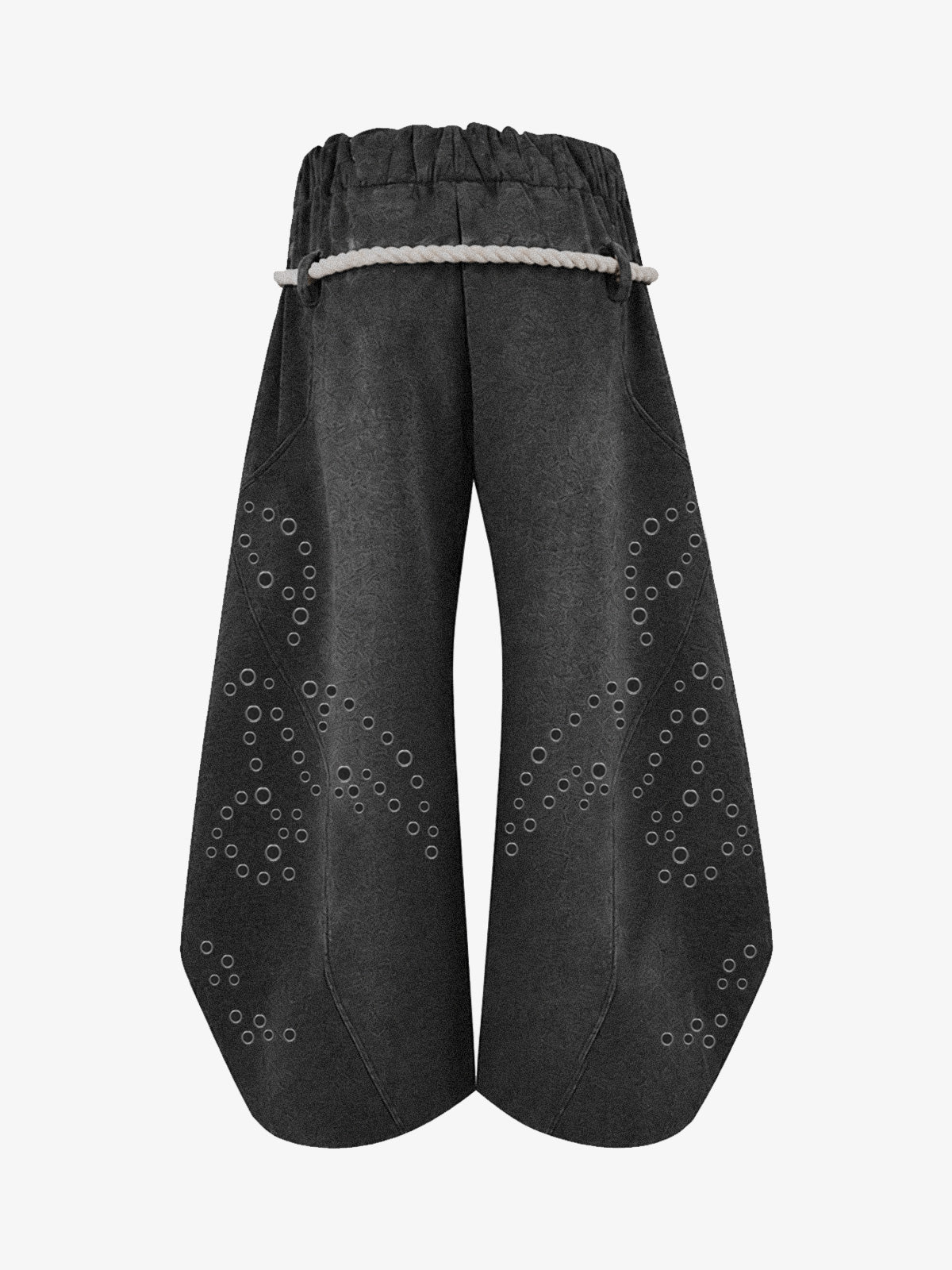 Washed Eyelet Distressed Hoodie & Curved-Leg Sweatpants Set