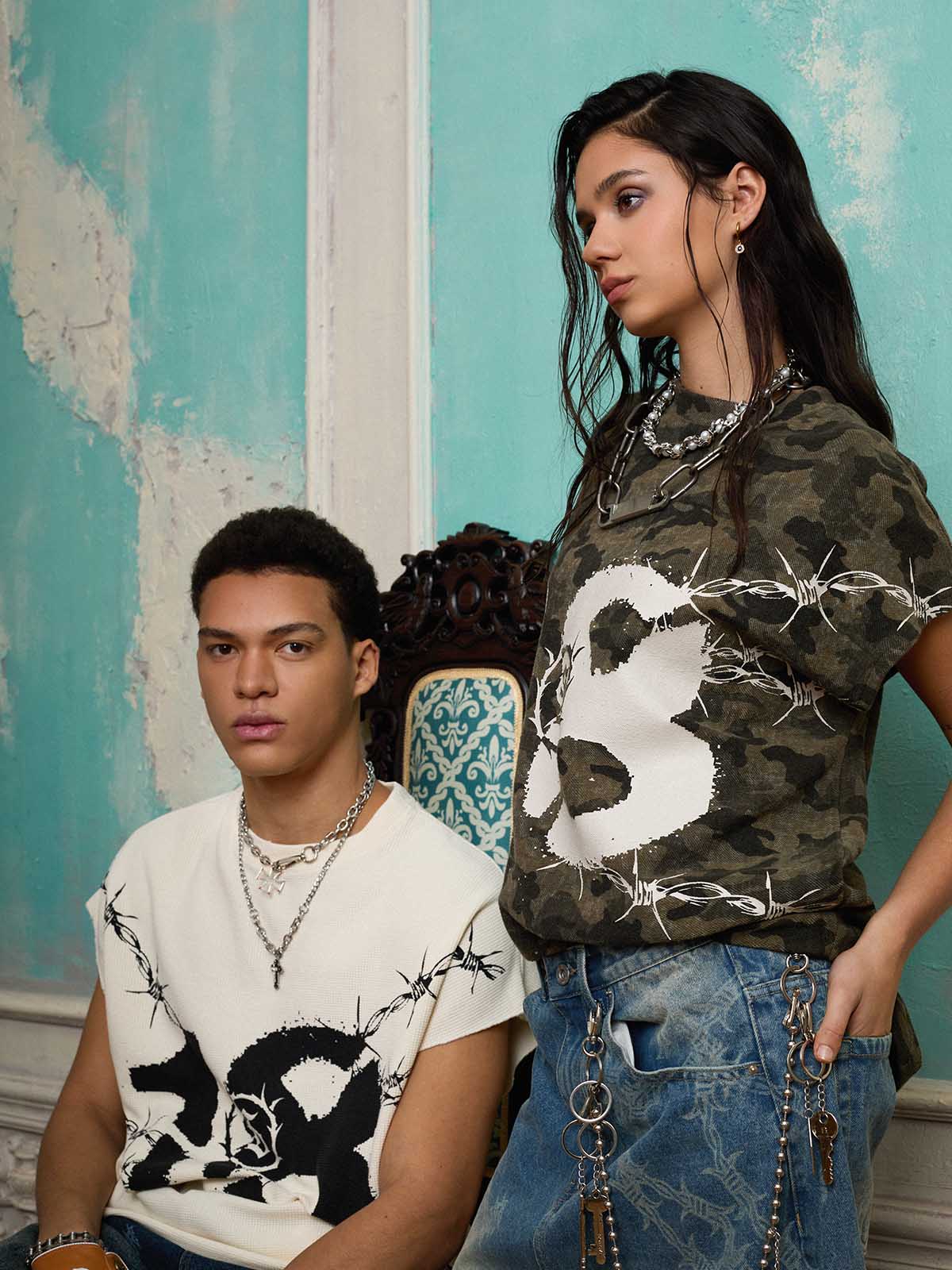 Supermade Camouflage Thorn Print Sleeveless T-Shirt 