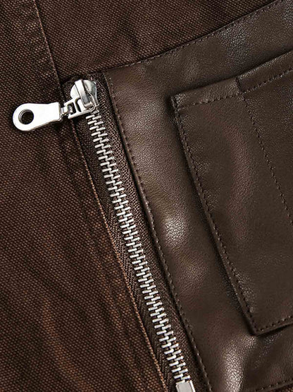 Retro Panelled Utility Multi Pocket Zip Up Bomber Jacket