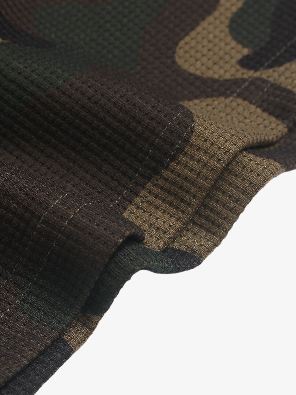 Camo Letter Foam Graphic Waffle Long Sleeve Tee