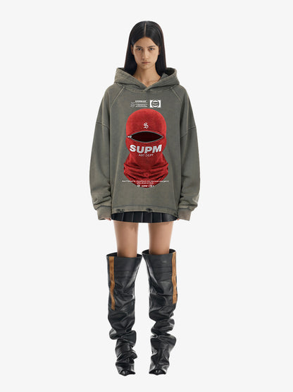 Oversized Snake Graphic Hoodie with Bold Print Design 