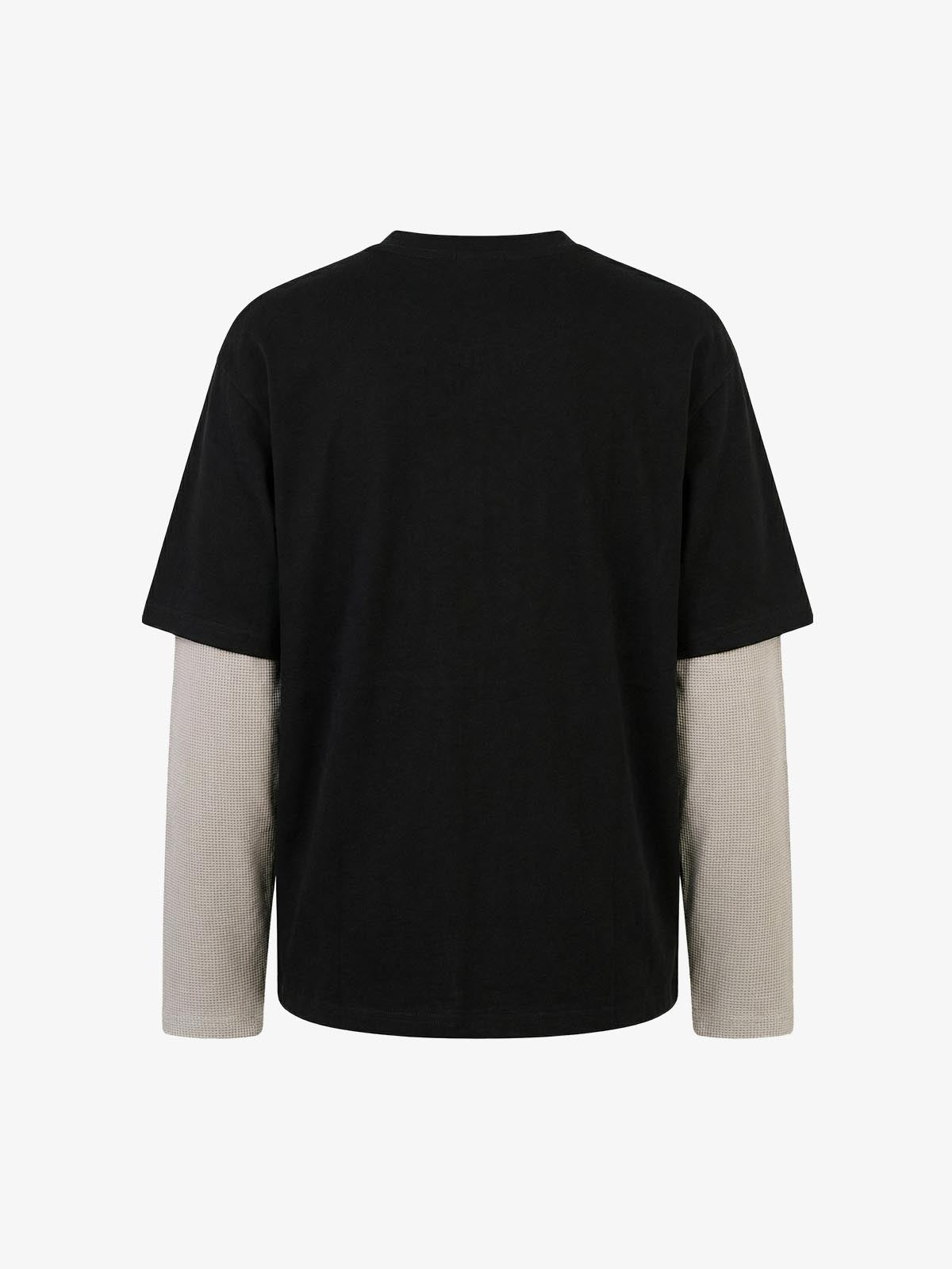 Waffle Knit Skeleton Graphic Layered T-Shirt