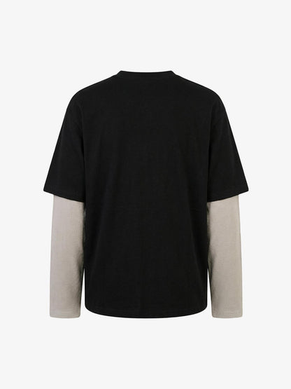 Waffle Knit Skeleton Graphic Layered T-Shirt