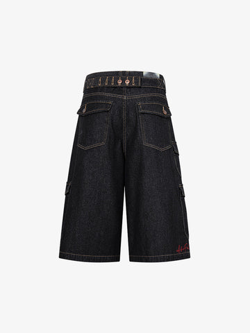 Dark Wash Jeans – Adjustable Waist Tabs Copper Hardware Classic Fit Denim