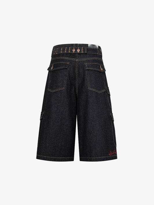 Dark Wash Jeans – Adjustable Waist Tabs Copper Hardware Classic Fit Denim