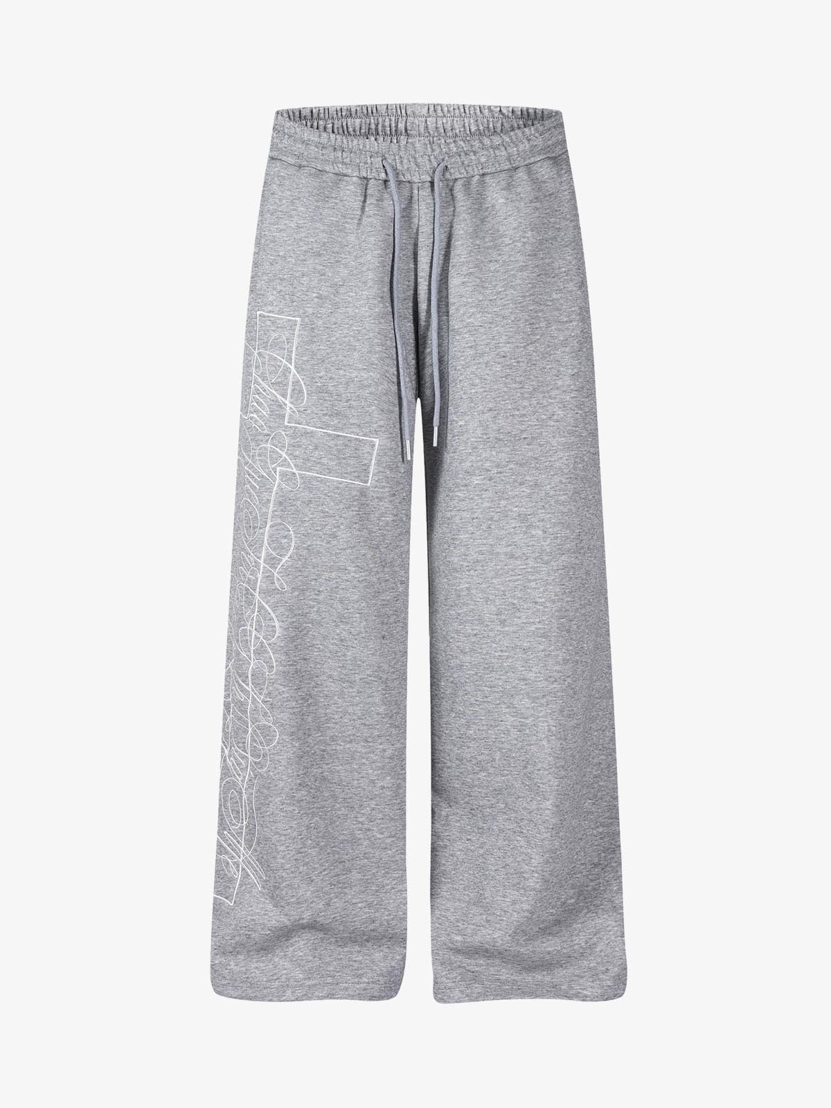 Abstract Line Graphic Wide-Leg Sweatpants