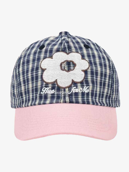 Casquette de baseball brodée à carreaux floraux