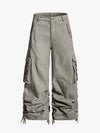 Pantalon cargo incurvé à ourlets froncés