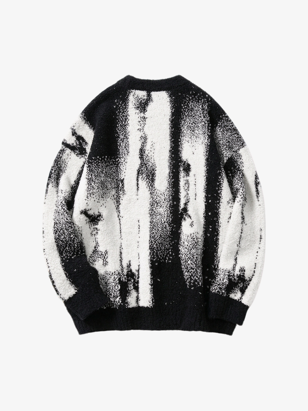 Jacquard-Strickpullover mit abstraktem Porträt-Grafikmuster