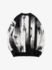 Abstract Portrait Graphic Jacquard Knit Sweater