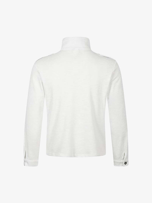Letter Graphic Half-Zip Stand-Collar Long Sleeve Tee