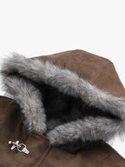 Faux-Fur Collar Aviation Buckle Jacket