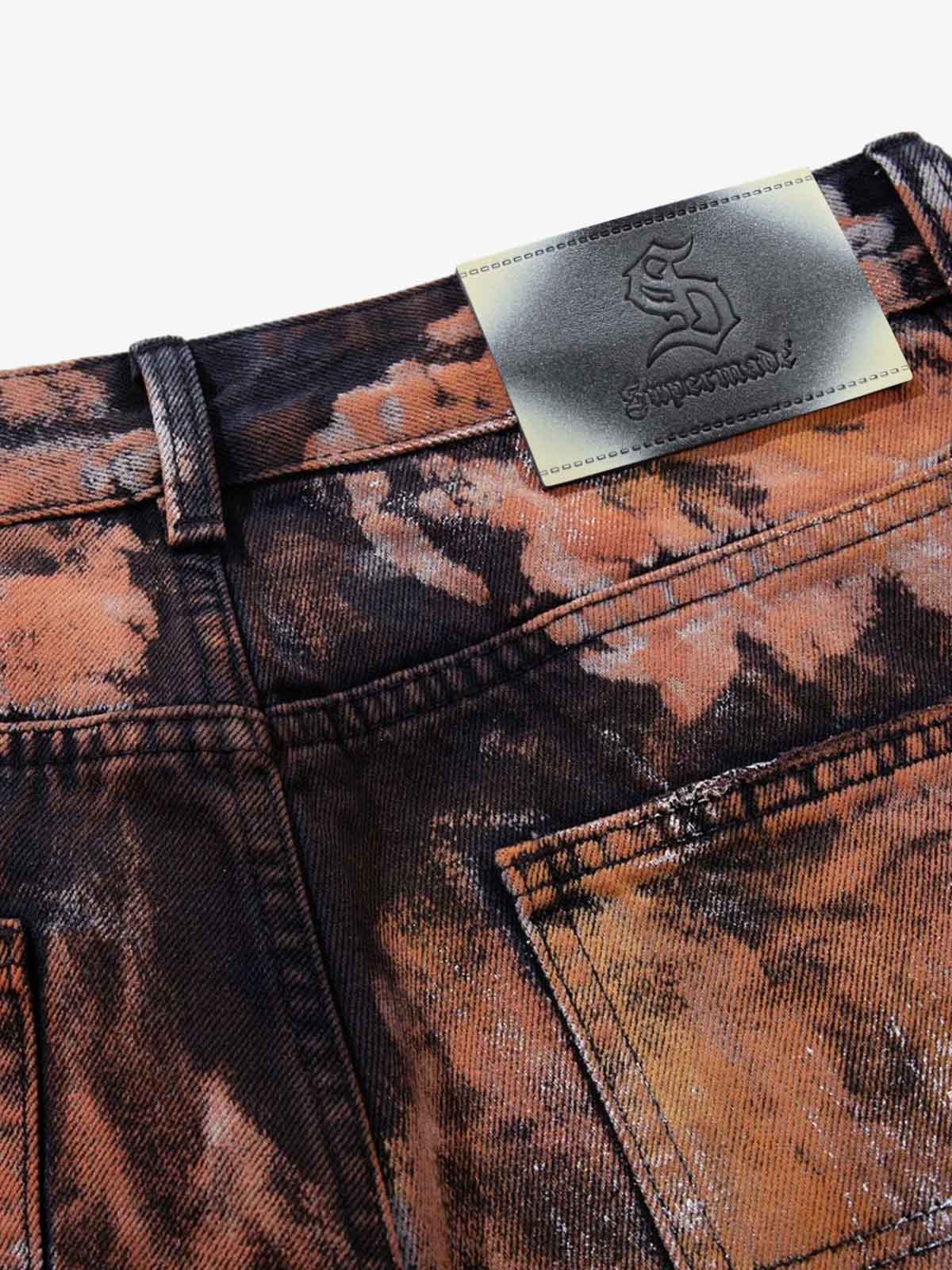 Graffiti Painted Cargo Denim Jeans 