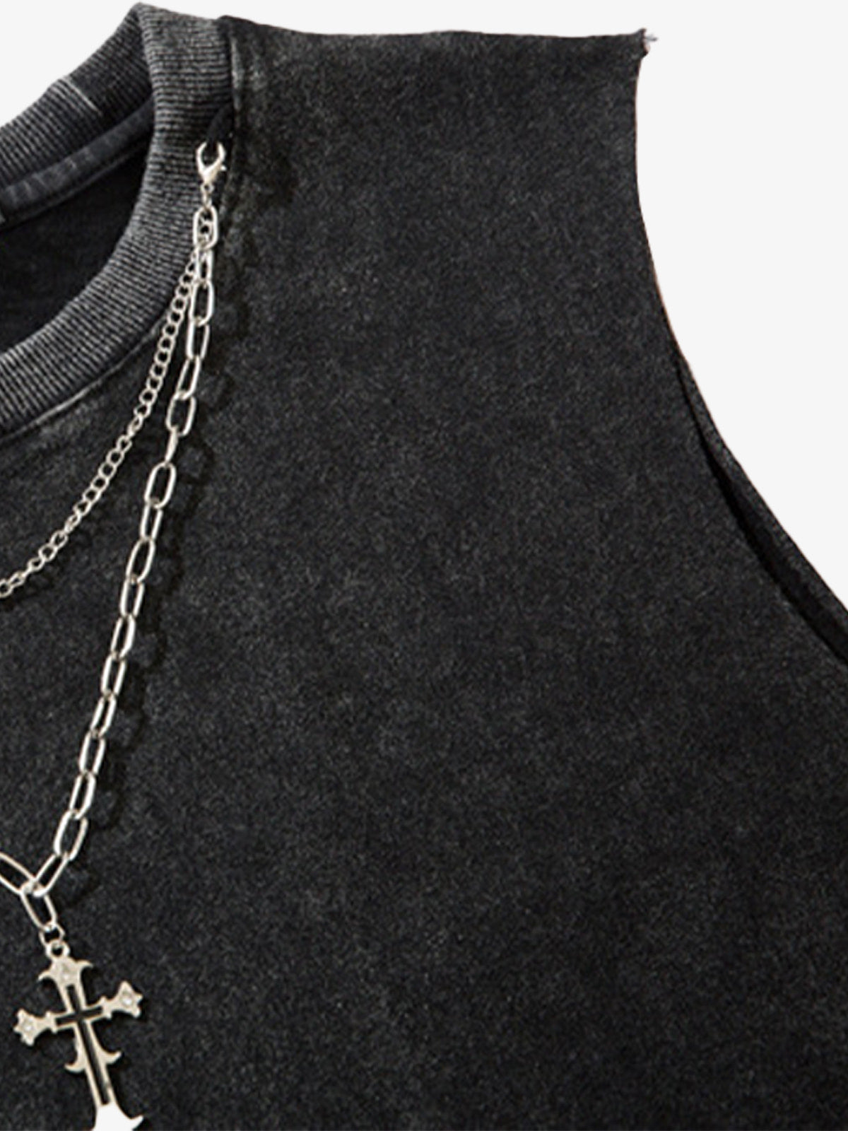 Street Ripped Vest with Detachable Necklace 