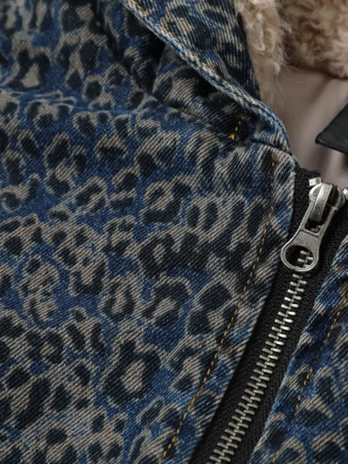 Vintage Lambswool Leopard Emblem Padded Jacket 