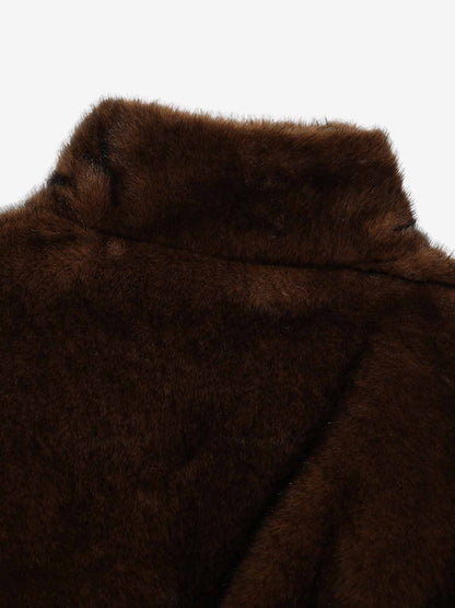 Retro Plush Fleece Stand-Collar Zip-Up Jacket 