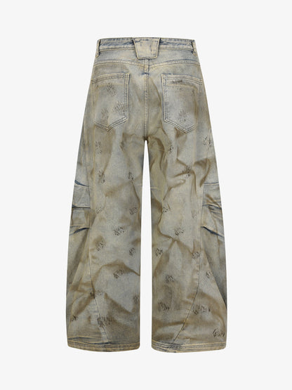 Wide-Leg Tie-Dye Denim Trousers for Modern Fashionistas 