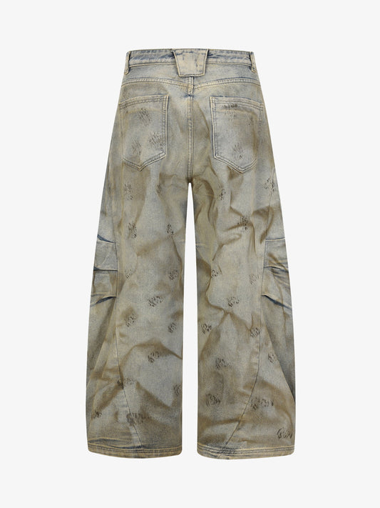 Wide-Leg Tie-Dye Denim Trousers for Modern Fashionistas 