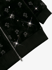 Rhinestone Cross Masked Sweatshirt