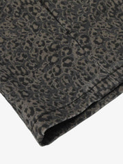 Leopard Pleated Wide Leg Denim Barrel Jeans 