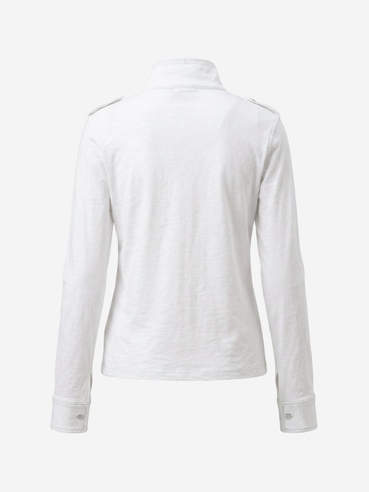 Langarmshirt mit Logo-Epauletten, Stehkragen und langen Ärmeln