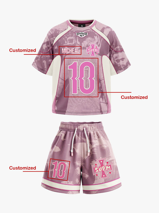 Retro Print Pink Custom Jersey Set