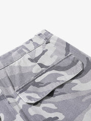 Snow Camouflage Machete Wide-Leg Cargo Barrel Pants - 2548 