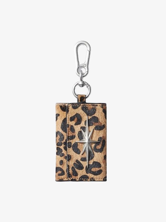 Streetwear Star Emblem Leather&Leopard Keychain Card Holder 