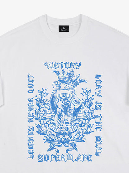 Cotton Graphic Print T-Shirt with Victory Legend Design 