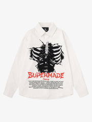 Camicia a maniche lunghe con stampa di teschio scuro