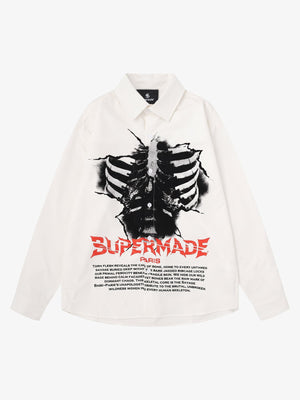 Dark Skull Print Long-sleeved Shirt