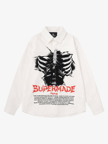 Dark Skull Print Long-sleeved Shirt