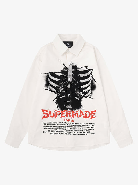 Langarmshirt mit dunklem Totenkopf-Print