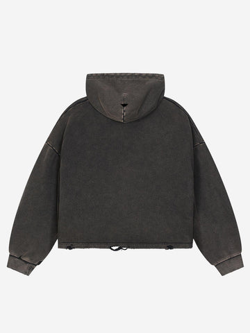 Logo Lightning Graphic Washed Distressed Hoodie
