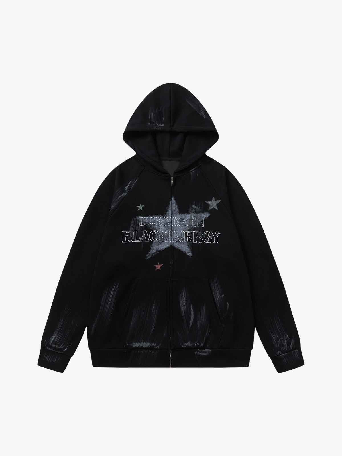 Retro Wasteland Star-Print Brush Ink Print Cardigan Hoodie 