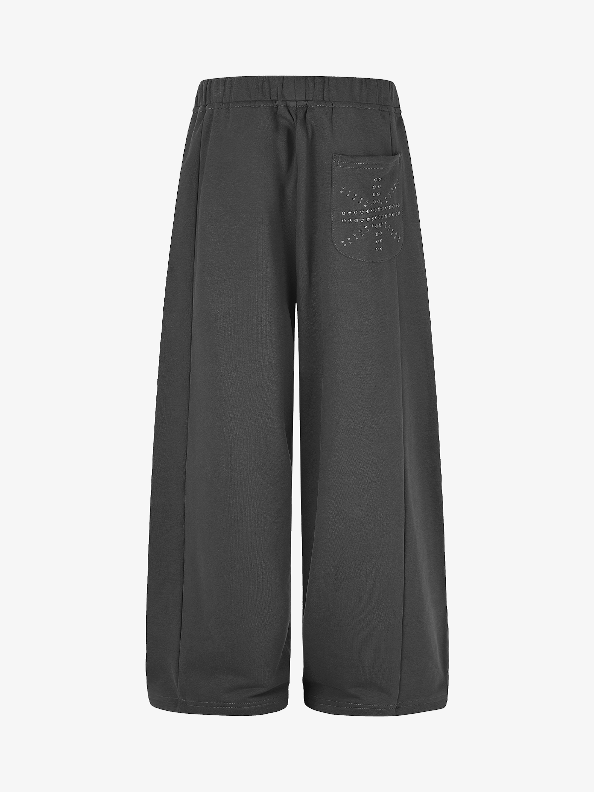 Studded Curved-Seam Wide-Leg Sweatpants