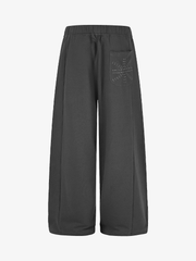 Studded Curved-Seam Wide-Leg Sweatpants