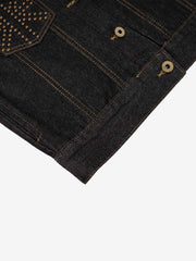Leopard Flag Studded Pocket Denim Jacket