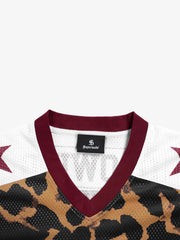 99 Number Leopard Print V-neck Jersey